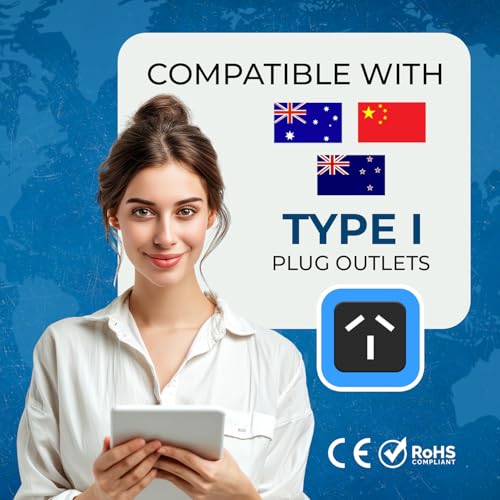 Orei India to Australia Plug, New Zealand & China & More - Type I - 2 in 1 - Perfect for Laptop, Camera USB Charger and More - Ce Certified - Rohs Compliant - Black - 5 Years Warranty - Image 5