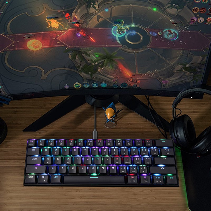 Mechanical Gaming Keyboard: 61-Key Rgb Per-Key Lighting - Outmu Red Switches All-Key Anti-Ghosting Gaming Keyboard For Pc Gamers With Usb 2.0 Port - Image 3