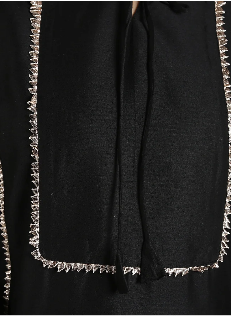 Abhishti Black Banarasi Pathani Kurta