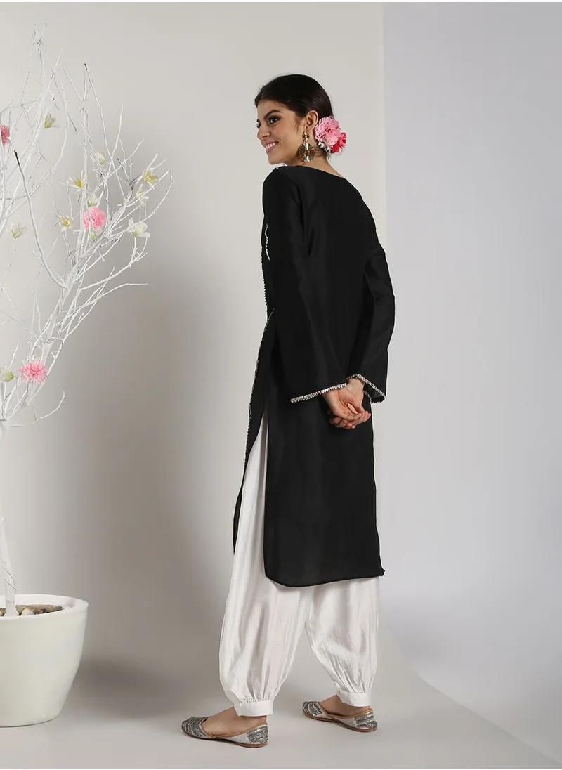 Abhishti Black Banarasi Pathani Kurta