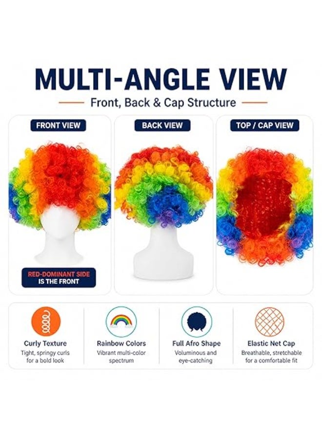 Funny Clown Curly Afro Wigs, Rainbow Costume Wig for Themed Parties and Halloween Colorful Clown Wig ( Multicolor) - Image 2