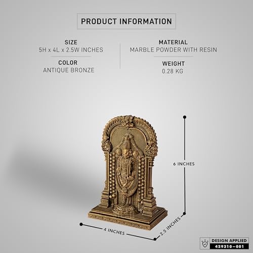 SILAII Lord Sri Venkateswara Divine Sculpture – 6 Inch – Antique Bronze | Tirupati Balaji Idol | Home Decor, Pooja Mandir & Gift Purpose - Image 2