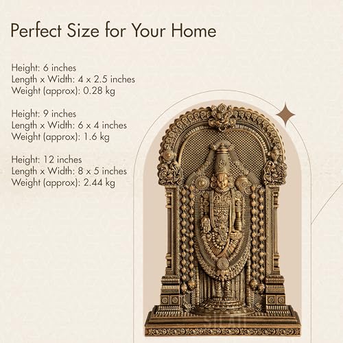 SILAII Lord Sri Venkateswara Divine Sculpture – 6 Inch – Antique Bronze | Tirupati Balaji Idol | Home Decor, Pooja Mandir & Gift Purpose - Image 4