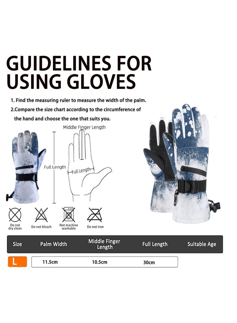 KASTWAVE Ski Gloves, Cycling Gloves, Winter Warmest Waterproof and Breathable Snow Gloves for Mens, Snowboard Gloves for Cold Weather (Jean Blue) - Image 3