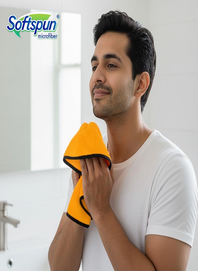 SOFTSPUN Microfiber Hand & Face Wipes 280 GSM 20x30 Cms, 4 Piece Towel Set, (Orange) Super Soft & Silky for Hand, Face and Body - Hypoallergenic Sensitive Skin Wipes & Washcloths. - Image 4