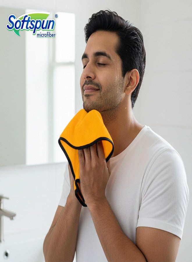 SOFTSPUN Microfiber Hand & Face Wipes 280 GSM 20x30 Cms, 4 Piece Towel Set, (Orange) Super Soft & Silky for Hand, Face and Body - Hypoallergenic Sensitive Skin Wipes & Washcloths. - Image 2