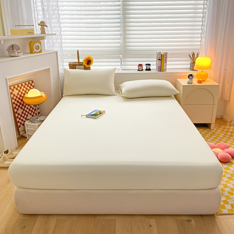 Deep Pocket New Soft Comfortable Skin-Friendly Fitted Sheet Single Piece All-Around Cover Mattress Dust Cover Four Seasons Non-Slip Mattress Protector - Image 1