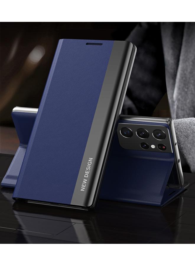 S-TOP Case For Samsung Galaxy S21 Ultra 5G Side Electroplated Magnetic Ultra-Thin Horizontal Flip Leather Case with Holder - Image 1