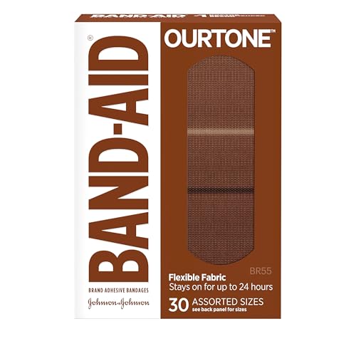 Band-Aid Brand Ourtone Adhesive Bandages, Flexible Protection & Care of Minor Cuts & Scrapes, Quilt-Aid Pad for Painful Wounds, BR55, Assorted Sizes, 30 ct - Image 1