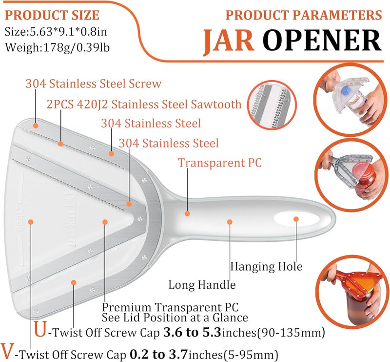 Uinxan Jar Opener for Weak Hand & Seniors with Arthritis,Easy Twist Off Bottle Caps,Patent | Unique Kitchen Gadgets, Christmas Gifts for Elderly/Women/Men (Blue) - Image 2