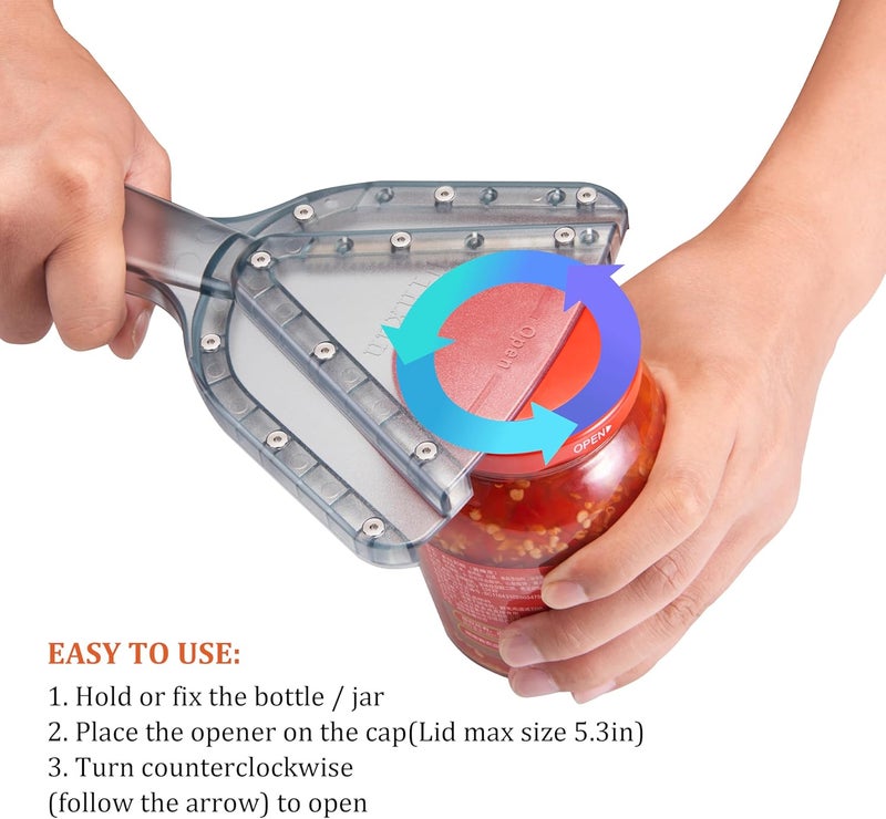 Uinxan Jar Opener for Weak Hand & Seniors with Arthritis,Easy Twist Off Bottle Caps,Patent | Unique Kitchen Gadgets, Christmas Gifts for Elderly/Women/Men (Blue) - Image 4