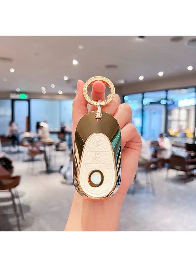 Car Key Fob Case With keychain for Benz C S GLC EQE EQS 300 350 450 500 560 580 AMG 3-Button Remote Key Shell Protector Cover - Image 3