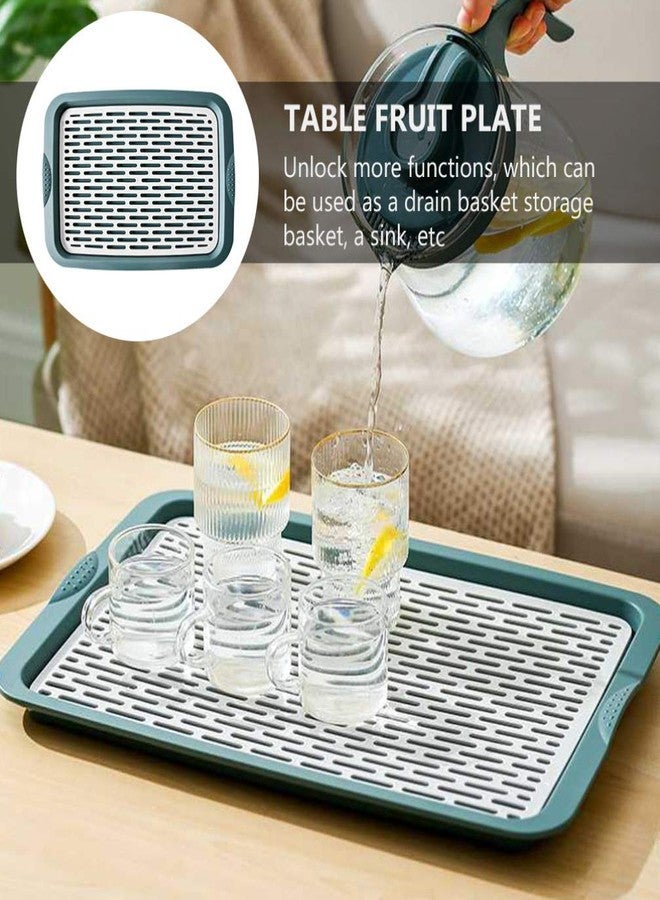 هيموتون صينية تجفيف مزدوجة الطبقات، رف تخزين بلاستيكي للمطبخ على الطراز الياباني، مناسب للفواكه والأطباق والأواني، لون أخضر، 11.41 × 7.75 × 0.78 بوصة - Image 5