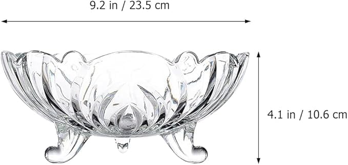 AZLVERA Glass Fruit Plate Trifle Bowl Glass Food Decor Crystal Candy Dish Pasta Bowl Food Bowls Prep Bowl Transparent Salad Tray Transparent Food Serving Plate Fruit Tray for Home - Image 3