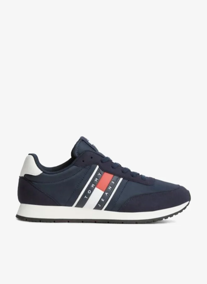 Mixed Texture Contrast Heel Trainers