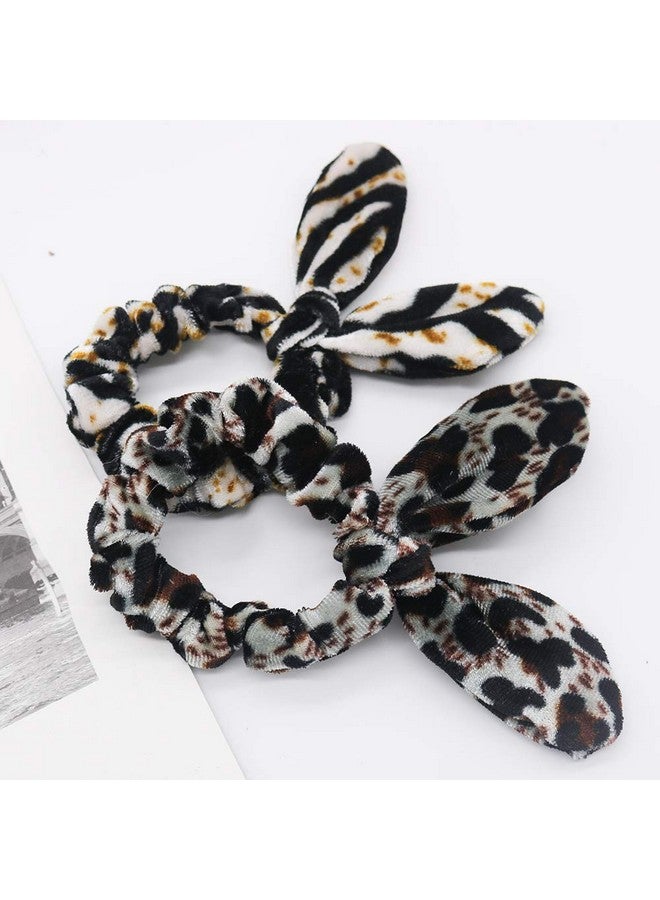 دينبري مجموعة من 6 ربطات شعر مطاطية بطبعة حيوانات الفهد، ربطات شعر مطاطية بفيونكة شعر الفهد، حامل ذيل حصان للنساء (6 قطع ربطات شعر شيفون بطباعة حيوانات) - Image 3