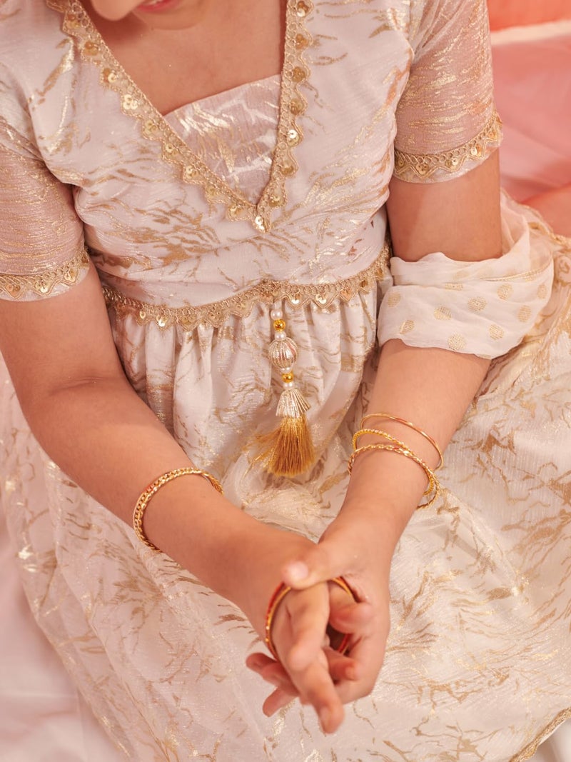Pspeaches Girls Floral Printed Regular Kurta with Sharara & With Dupatta (7-8Years) - Image 3