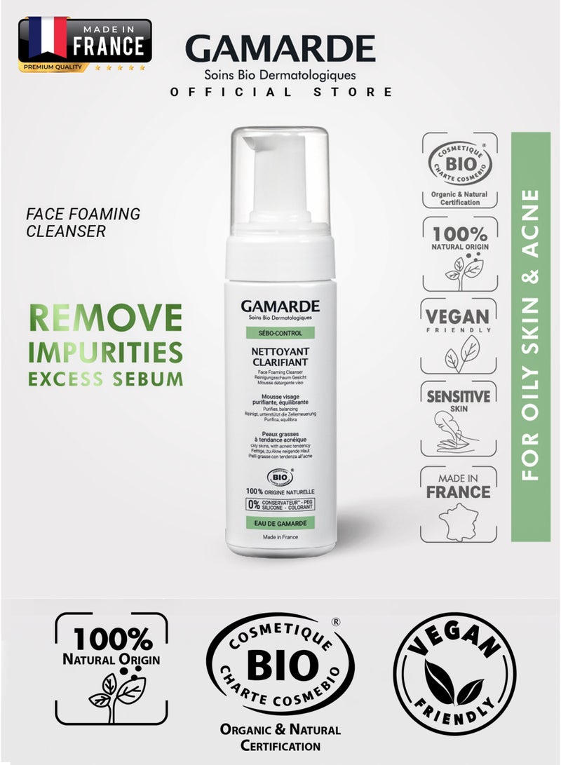 gamarde Organic Sebo-Control Clarifying Foaming Cleanser 160ml Vegan Certified Organic Face Wash for Oily & Acne-Prone Skin – Gently Eliminates Sebum & Impurities Purifies, Balances & Hydrates With Tea Tree, Lemon & Gamarde Thermal Water - Image 5
