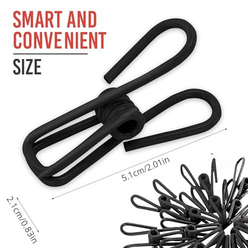 Riveda 30 Pack Black Chip Bag Clips for Food - PVC 2 Inch Coated Sealer for Sealing Food - Paper Holder, Clothesline Clip for Laundry Hanging, Kitchen Bags, Multipurpose Clothes Pins - Image 2