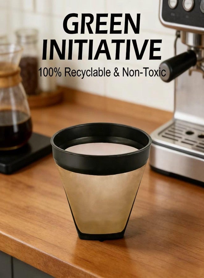 Jofanvin #2 Reusable Coffee Filter, Gold-Tone Permanent Cone Shape Filter Replacement Compatible with Cuisinart 4-5 Cup, Krups, Most Small Drip Coffeemakers, BPA-Free Mesh-2 Pack - Image 2
