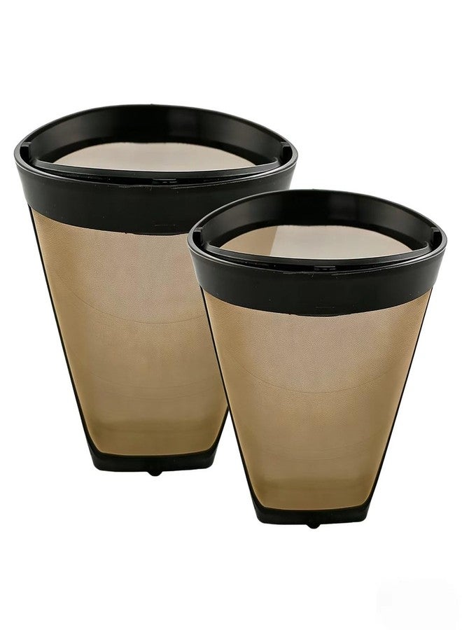 Jofanvin #2 Reusable Coffee Filter, Gold-Tone Permanent Cone Shape Filter Replacement Compatible with Cuisinart 4-5 Cup, Krups, Most Small Drip Coffeemakers, BPA-Free Mesh-2 Pack - Image 1