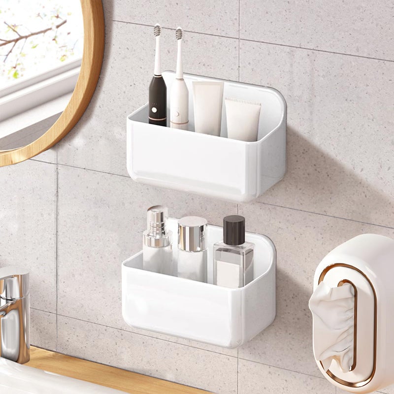 Diesisa 2pc Clear Wall Mount Organizer  Adhesive Cabinet Door Organizer Self Adhesive Organizer for Wall Shower Caddy No Drilling Hang Walls with Self Adhesive Tape  for Bathroom  Kitchen  Living Room - Image 1