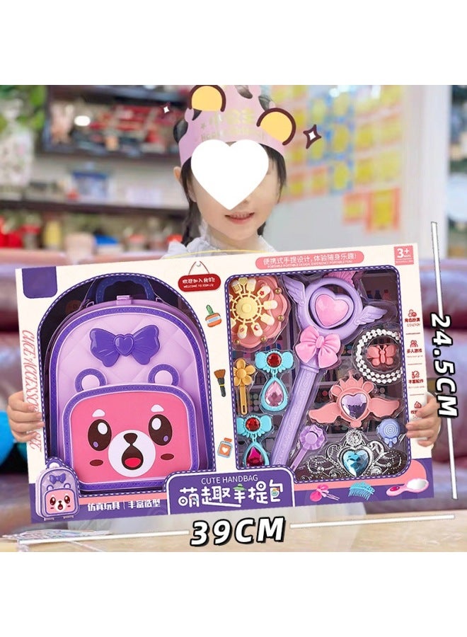 Children's Toys Play House Luminous Magic Fairy Stick Jewelry Bag Dressing Toys Girls Training Organization Gifts-Colour:Magic Wand + Handbag 【gift Box Portable】 - Image 1