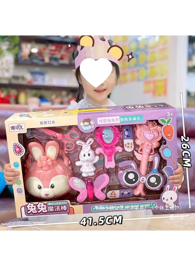 Children's Toys Play House Luminous Magic Fairy Stick Jewelry Bag Dressing Toys Girls Training Organization Gifts-Colour:Magic Wand + Handbag 【gift Box Portable】 - Image 3