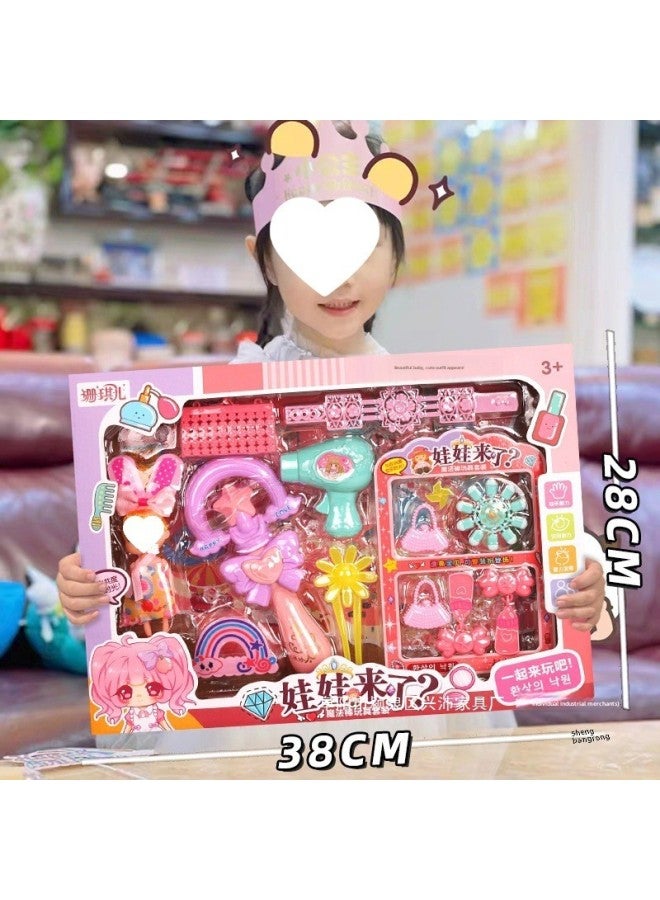 Children's Toys Play House Luminous Magic Fairy Stick Jewelry Bag Dressing Toys Girls Training Organization Gifts-Colour:Magic Wand + Handbag 【gift Box Portable】 - Image 2