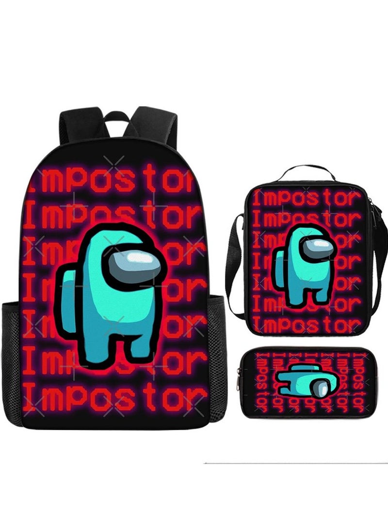 Among Us 3-Piece Among Us student backpack cartoon backpack children's backpack shoulder bag