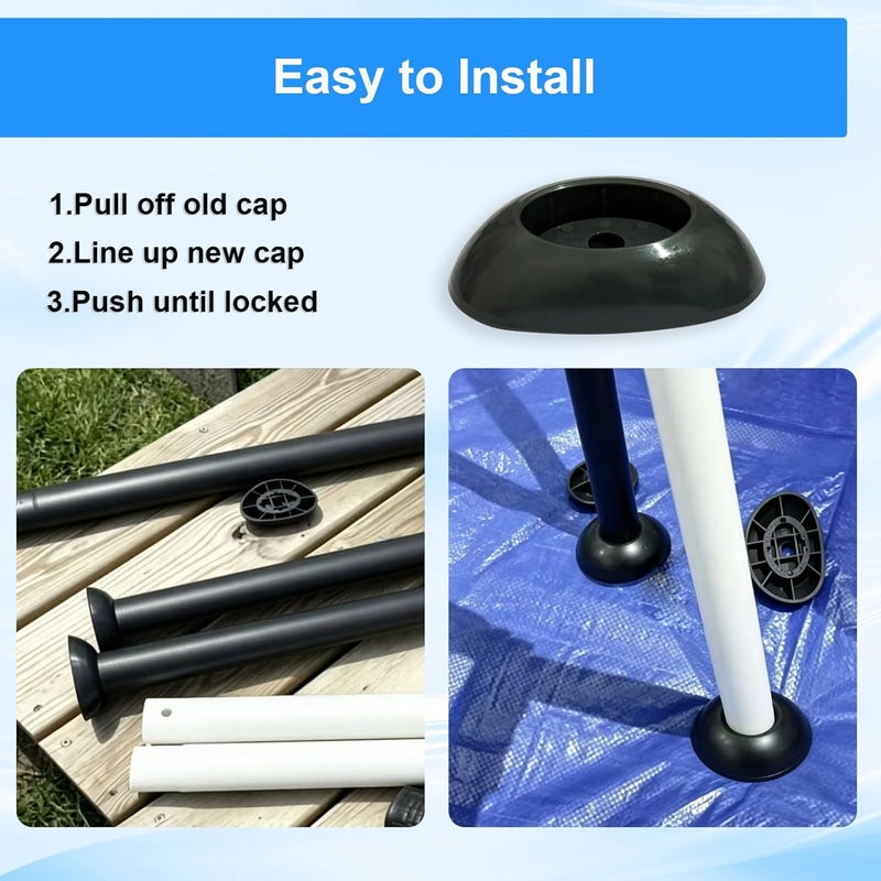 EAYBOMC 1 Pcs Footing Leg Cap Above-Ground Pool Replacement for Bestway Steel Pro MAX & Power Steel 16Ft /18Ft x 48In Frame Pool, Bestway P61802 Footing Leg Cap Grey - Image 5