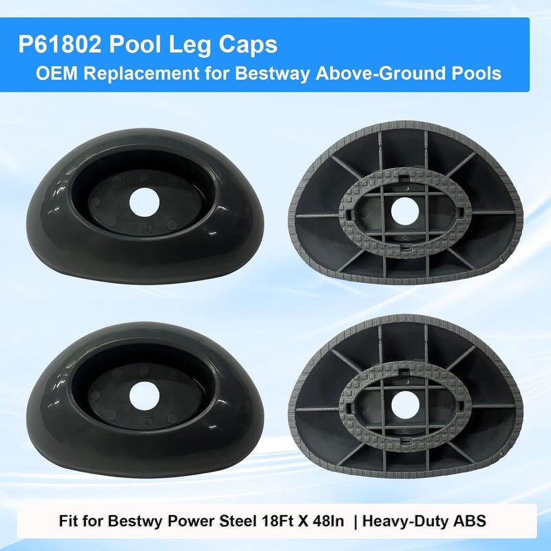 EAYBOMC 1 Pcs Footing Leg Cap Above-Ground Pool Replacement for Bestway Steel Pro MAX & Power Steel 16Ft /18Ft x 48In Frame Pool, Bestway P61802 Footing Leg Cap Grey - Image 3
