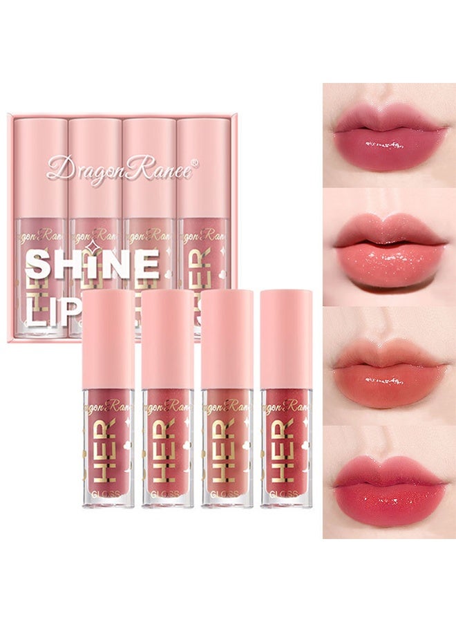 Dragon Ranee 4Pcs Shine Lip Gloss, 4 Color Matte Liquid Lipstick Makeup Set Kit, Long Lasting Waterproof Hydrating Lip Gloss Lip Glaze Set, Pigmented Lip Makeup Gift Sets for Girls and Women (A) - Image 1