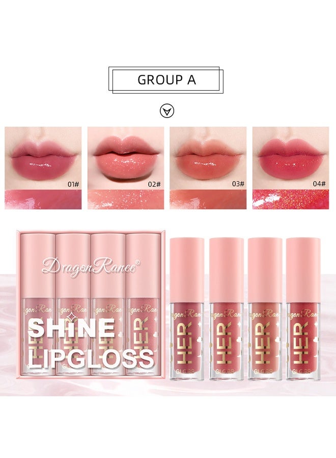 Dragon Ranee 4Pcs Shine Lip Gloss, 4 Color Matte Liquid Lipstick Makeup Set Kit, Long Lasting Waterproof Hydrating Lip Gloss Lip Glaze Set, Pigmented Lip Makeup Gift Sets for Girls and Women (A) - Image 2