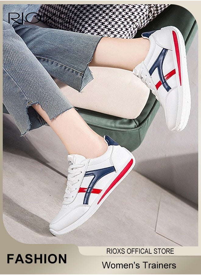 RIOXS - Women's Fashion Sneakers, Casual Low Top Sneaker, Lightweight Sports Shoes For Women, Comfortable Breathable Slip-On Shoes, Laides Flat Shoes, Lace-Up Corsair Shoes, Trainers For Waliking Running Or Daily Wear, Ladies Athlesiure Trainers - Image 1