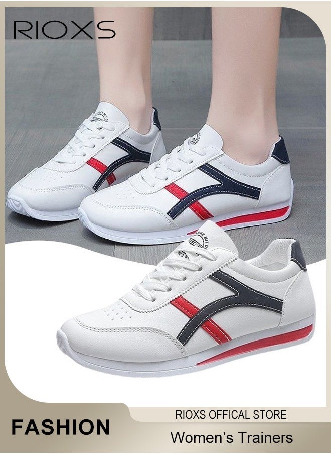 RIOXS - Women's Fashion Sneakers, Casual Low Top Sneaker, Lightweight Sports Shoes For Women, Comfortable Breathable Slip-On Shoes, Laides Flat Shoes, Lace-Up Corsair Shoes, Trainers For Waliking Running Or Daily Wear, Ladies Athlesiure Trainers - Image 1