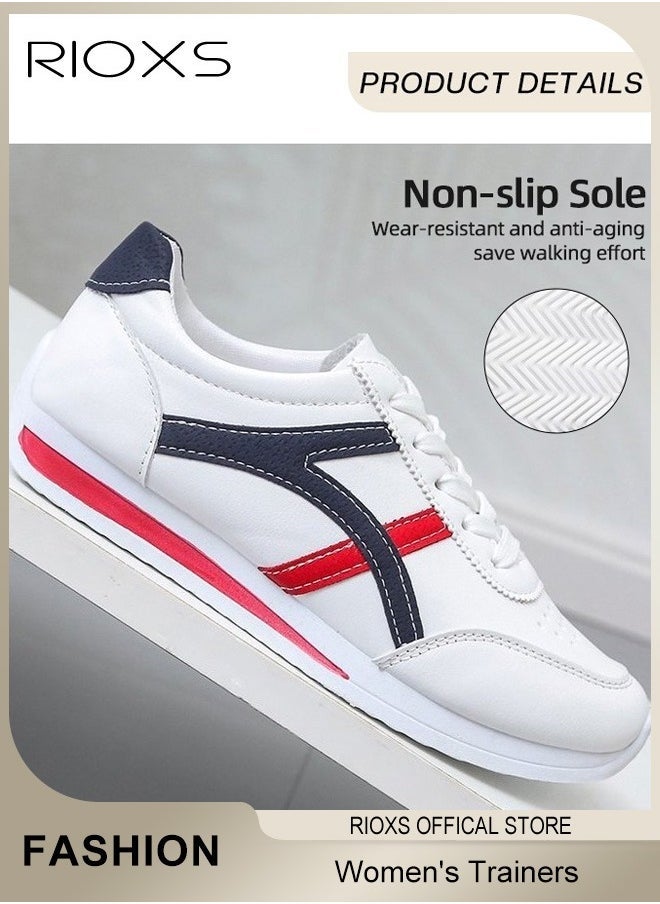 RIOXS - Women's Fashion Sneakers, Casual Low Top Sneaker, Lightweight Sports Shoes For Women, Comfortable Breathable Slip-On Shoes, Laides Flat Shoes, Lace-Up Corsair Shoes, Trainers For Waliking Running Or Daily Wear, Ladies Athlesiure Trainers - Image 1