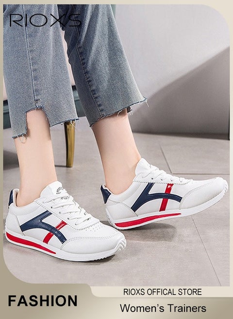 Women's Fashion Sneakers, Casual Low Top Sneaker, Lightweight Sports Shoes For Women, Comfortable Breathable Slip-On Shoes, Laides Flat Shoes, Lace-Up Corsair Shoes, Trainers For Waliking Running Or Daily Wear, Ladies Athlesiure Trainers