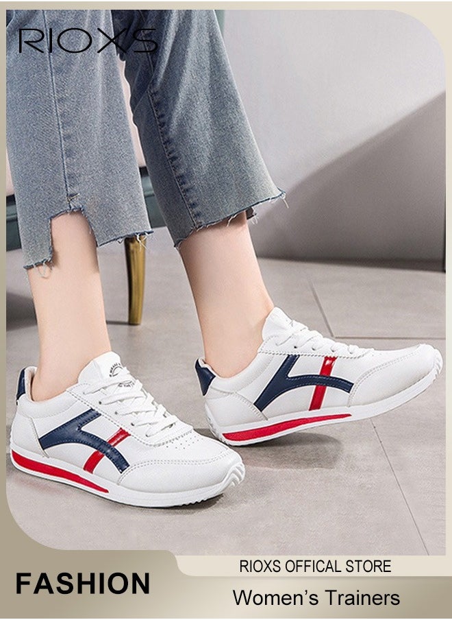 RIOXS - Women's Fashion Sneakers, Casual Low Top Sneaker, Lightweight Sports Shoes For Women, Comfortable Breathable Slip-On Shoes, Laides Flat Shoes, Lace-Up Corsair Shoes, Trainers For Waliking Running Or Daily Wear, Ladies Athlesiure Trainers - Image 1