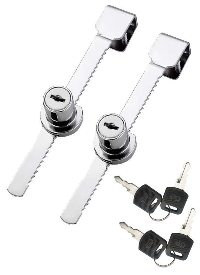 Generic - Glass Display Cabinet Locks 2 Sets Sliding Glass Door Ratchet Lock Durable Pull (With 4 Keys) - Image 1
