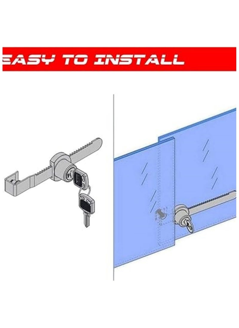 Generic - Glass Display Cabinet Locks 2 Sets Sliding Glass Door Ratchet Lock Durable Pull (With 4 Keys) - Image 1