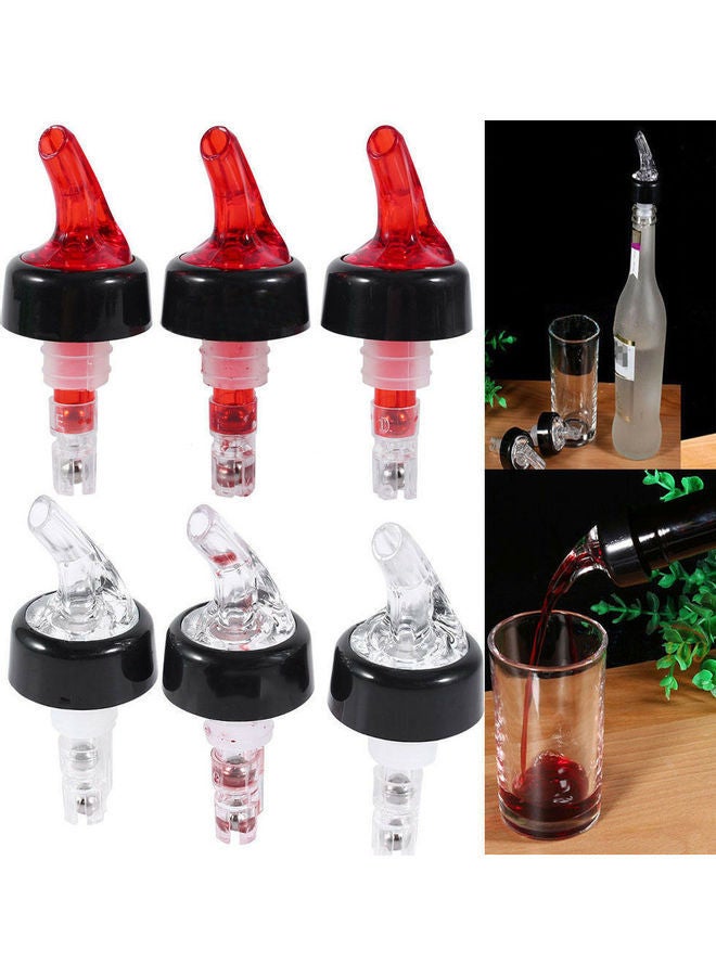 NIBEMINENT 6-Piece Plastic Liquor Pourer Dispenser Clear/Black 3.8x9.7cm - Image 5