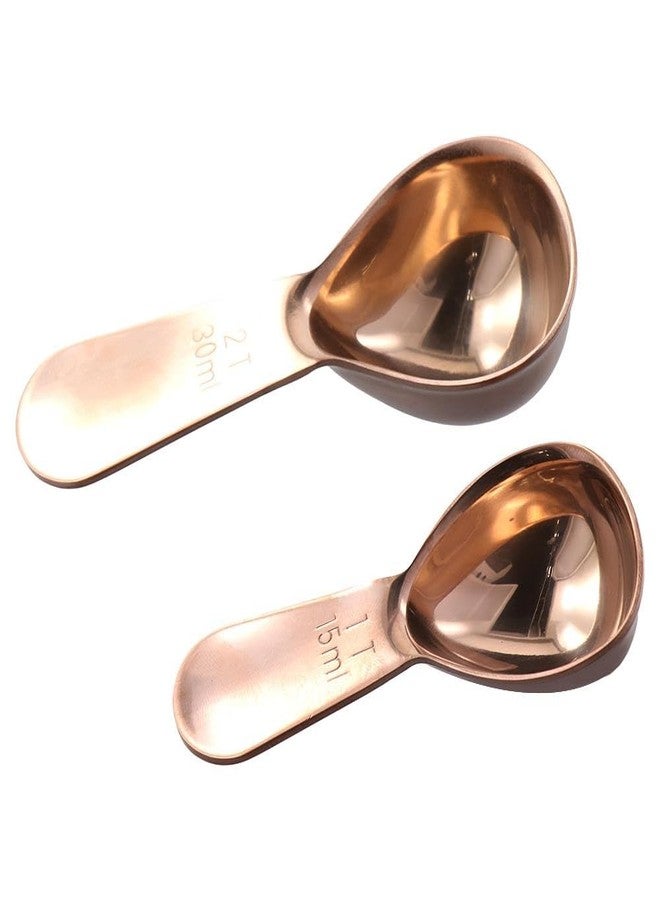 hobbyme 2Pcs Copper Coffee Scoop Stainless Steel Coffee Scoops 1 Coffee Tablespoons (15ML), Measuring 2 Tablespoons (30ml) Coffee Measuring Spoons for Tea, Sugar - Image 4