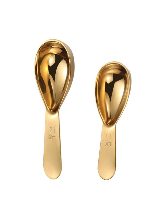 hobbyme 2Pcs Copper Coffee Scoop Stainless Steel Coffee Scoops 1 Coffee Tablespoons (15ML), Measuring 2 Tablespoons (30ml) Coffee Measuring Spoons for Tea, Sugar - Image 1
