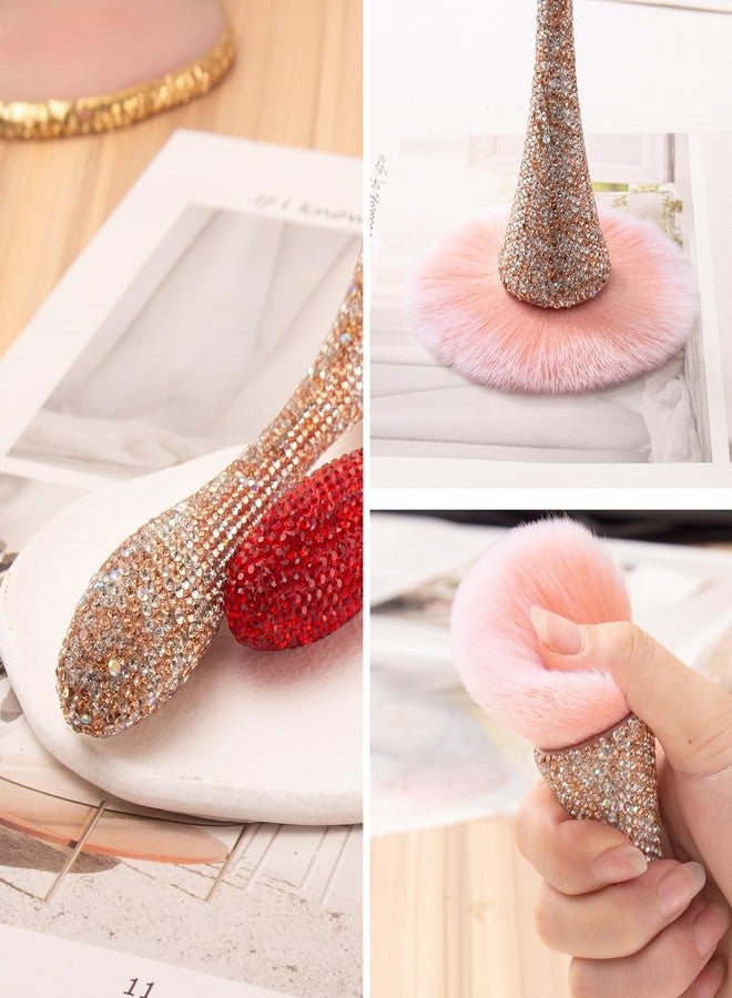 JERCLITY 1 Piece Shiny Rhinestones Powder Makeup Brushes Blush Brush Super Large Face Makeup Brushes Kabuki Brushes for Powder Cosmetic Nail Dust Brush Loose Powder Brush Makeup Tool(Gold Diamond) - Image 5