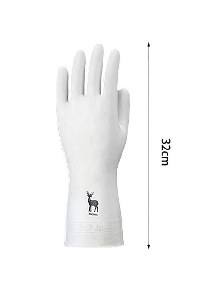 Generic - "A Pair of Kitchen Cleaning Gloves (White in Different Designs) Long Sleeve Rubber Dishwashing Gloves, Waterproof and Wear Resistant Latex Rubber Gloves, Non-Slip Grip Gloves to Protect Hands While Washing Dishes, Multi-Purpose Gloves for Cleaning Kitchen and Home Utensils" (Comes in Different Designs) - Image 1
