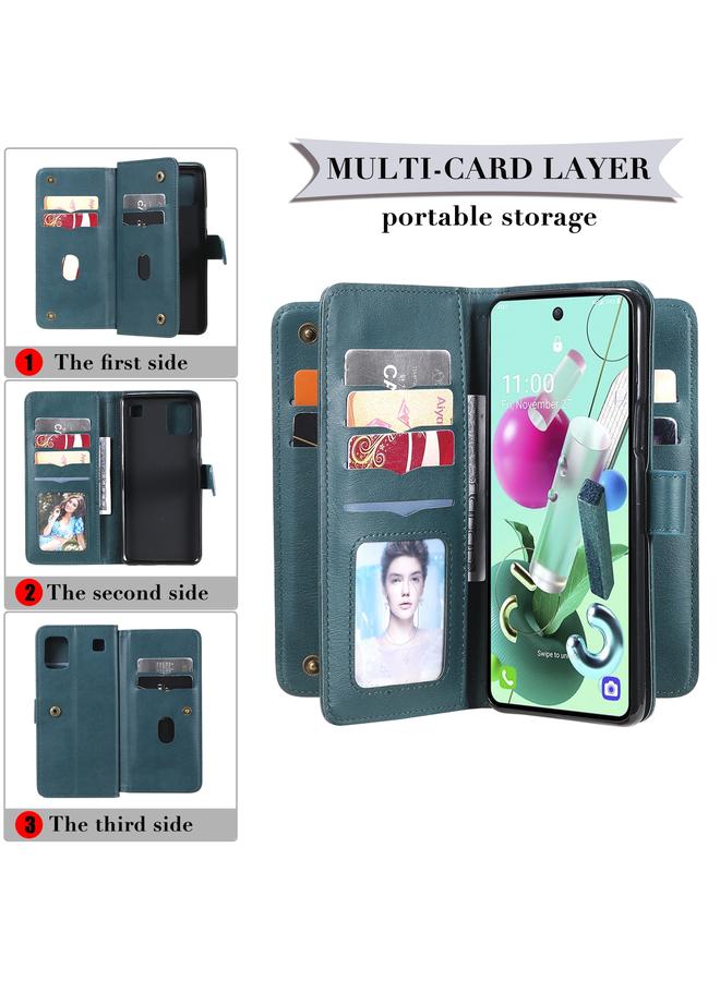 S-TOP Case For LG K92 Multifunctional Magnetic Copper Buckle Horizontal Flip Solid Color Leather Case with 10 Card Slots & Wallet & Holder & Photo Frame - Image 4