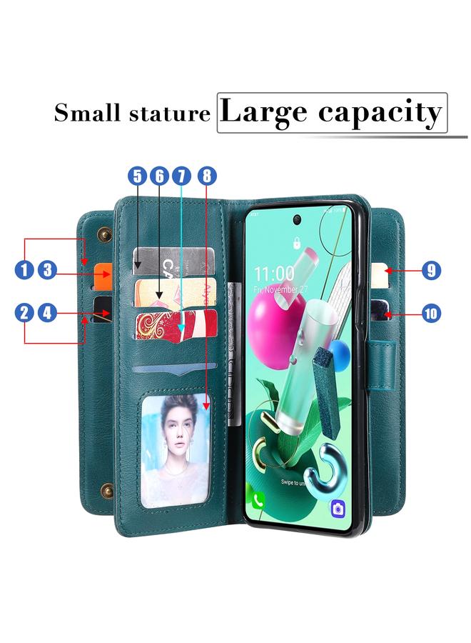 S-TOP Case For LG K92 Multifunctional Magnetic Copper Buckle Horizontal Flip Solid Color Leather Case with 10 Card Slots & Wallet & Holder & Photo Frame - Image 5