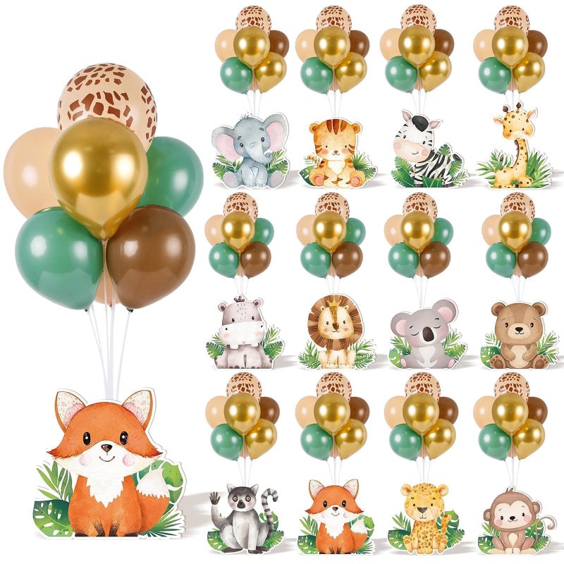 YLOLUL 12 Sets Baby Shower Jungle Animals Balloon Stand Kit Safari Baby Shower Centerpiece Decoration with Balloon Wild Animals Decor for Boys Kids Nursery Wild Forest Theme Birthday Party Supplies - Image 2