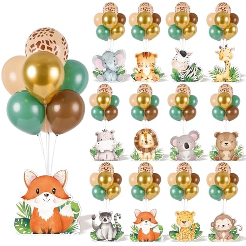 YLOLUL 12 Sets Baby Shower Jungle Animals Balloon Stand Kit Safari Baby Shower Centerpiece Decoration with Balloon Wild Animals Decor for Boys Kids Nursery Wild Forest Theme Birthday Party Supplies - Image 1